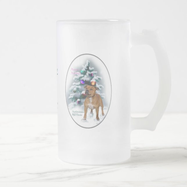 Stafford Bull Terrier-julgåvor Frostat Ölglas (Höger)