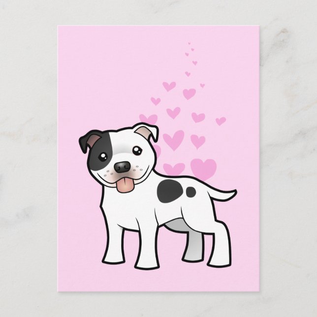 Stafford Bull Terrier Kärlek Vykort (Framsida)