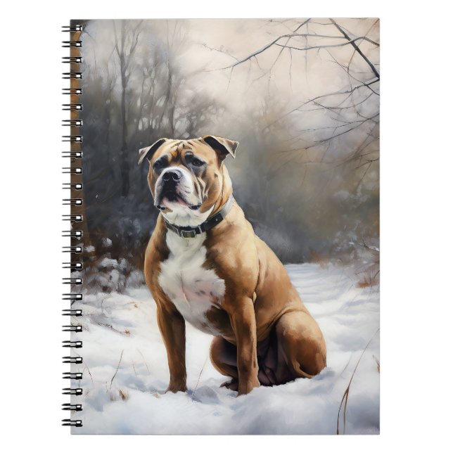 Stafford Bull Terrier Låt det snöa jul Anteckningsbok (Framsidan)