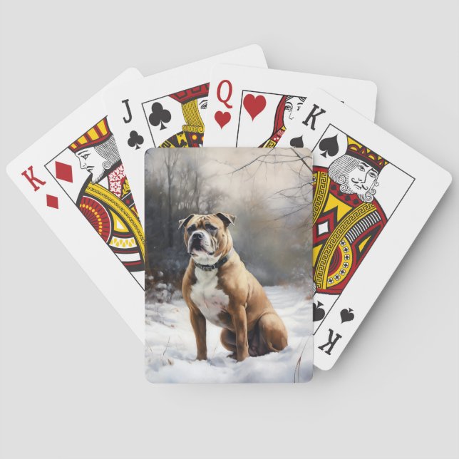 Stafford Bull Terrier Låt det snöa jul Casinokort (Baksidan)