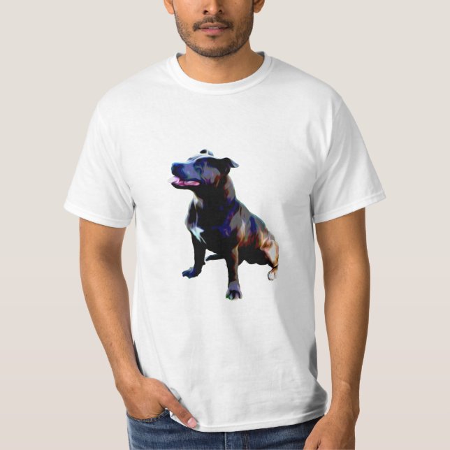 Stafford Bull Terrier Oil Paint T Shirt (Framsida)