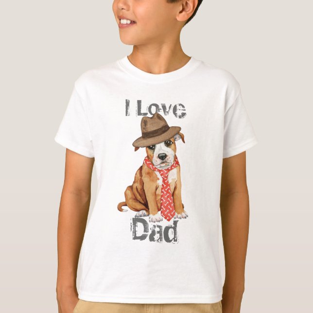 Stafford Bull Terrier Pappa Tee Shirt (Framsida)