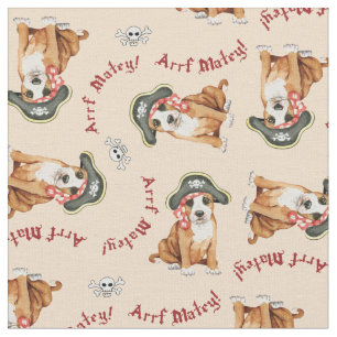 Stafford Bull Terrier Pirat Fabric Tyg