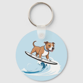 Stafford Bull Terrier Surfing the Vågar, Nyckelring