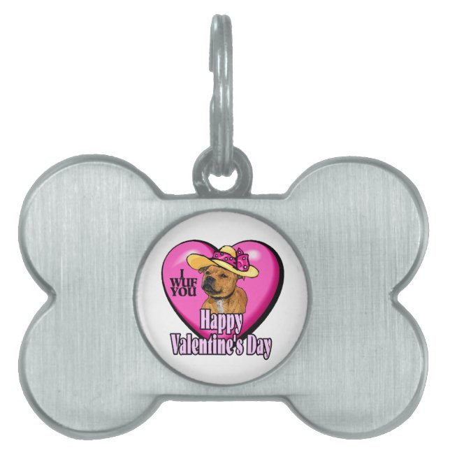 Stafford Bull Terrier Valentines day ID-bricka Husdjur (Framsidan)