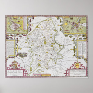 Stafford County och Town, graverat av Jodocus Poster