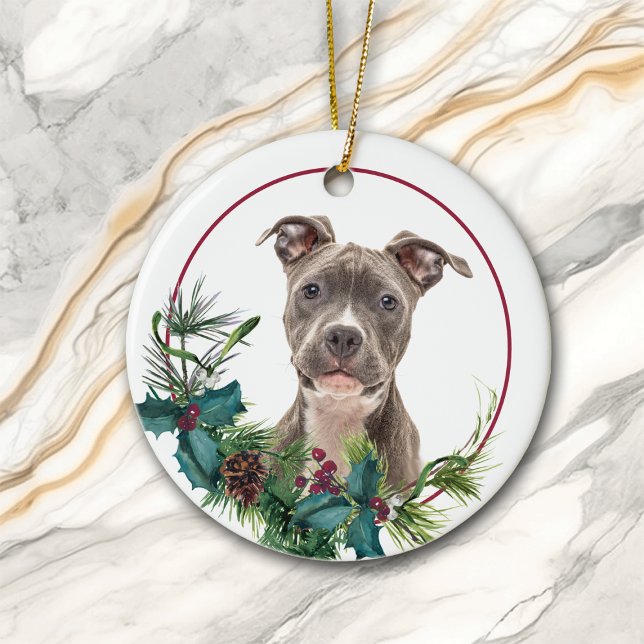 Stafford dshire Hund Evergreen Berry Wandan Julgransprydnad Keramik (Skapare uppladdad)
