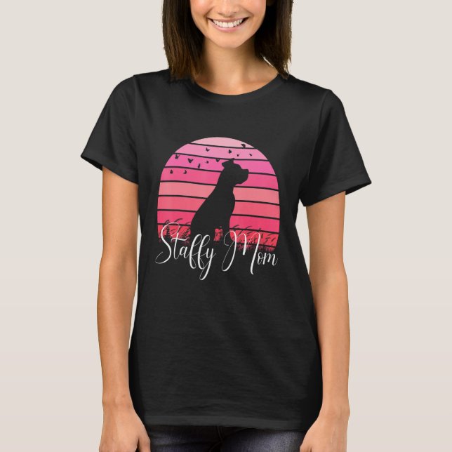 Stafford dshire Terrier Hund Mamma Stafford Dshire T Shirt (Framsida)