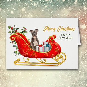 Stafford Terrier Hund jul - julkort Hälsningskort