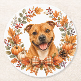 Staffordshire Bull Terrier Coaster Underlägg Papper Rund