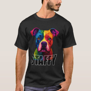 Staffordshire Bull Terrier Färgglad Staffy Hund An T Shirt