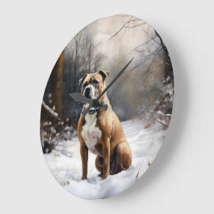 Staffordshire Bull Terrier Låt Det Snöa Jul Stor Klocka