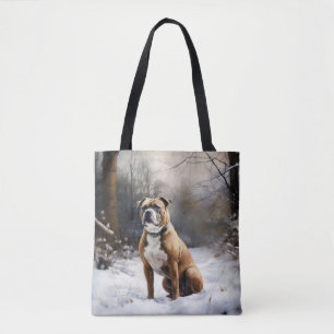 Staffordshire Bull Terrier Låt Det Snöa Jul Tygkasse
