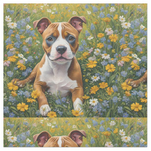 Staffordshire Bull Terrier Valp Akrylkonst, Tyg