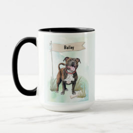 Staffordshire Bull Terrier Watercolor Personalized Mugg