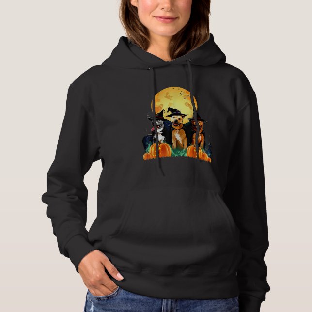 Staffordshire Bull Terrier Witch Pumpkin Halloween T Shirt (Framsida)