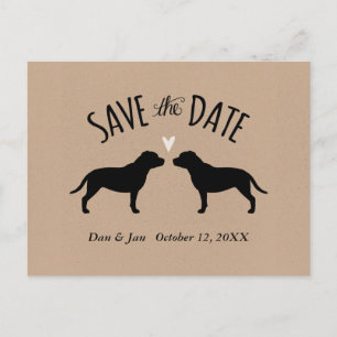 Staffordshire Bull Terriers Bröllop Save the Date Meddelande Vykort