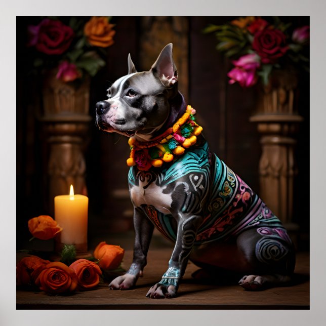 Staffordshire Bullterrier Altardag för de döda Poster (Framsidan)