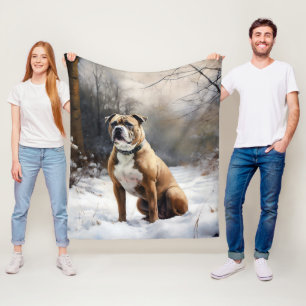 Staffordshire Bullterrier Låt Det Snöa Jul Fleecefilt