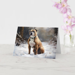 Staffordshire Bullterrier Låt Det Snöa Jul Kort