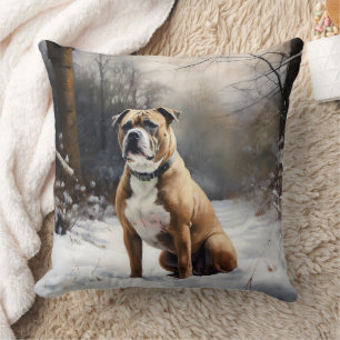 Staffordshire Bullterrier Låt Det Snöa Jul Kudde