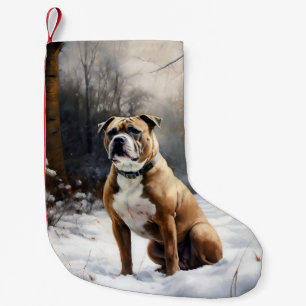 Staffordshire Bullterrier Låt Det Snöa Jul Liten Julstrumpa