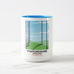 Staffordshire England tåg affisch Två-Tonad Mugg