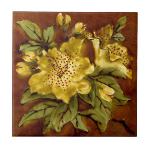 Staffordshire Lily Slip Paint Wade & Co Repro Kakelplatta