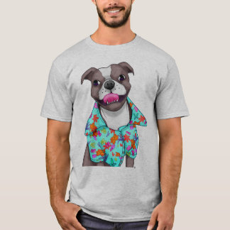 Staffordshire terrier i hawaiansk shirt. t shirt