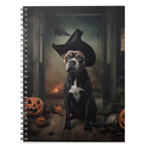 Staffordshire Terrier Pumpa Halloween Skräck Anteckningsbok