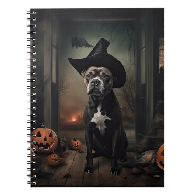 Staffordshire Terrier Pumpa Halloween Skräck  Anteckningsbok (Framsidan)