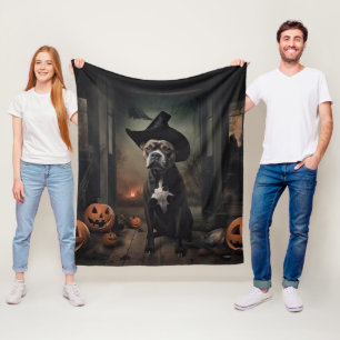 Staffordshire Terrier Pumpa Halloween Skräck Fleecefilt
