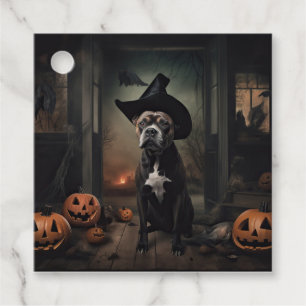 Staffordshire Terrier Pumpa Halloween Skräck Gåvor Etiketter