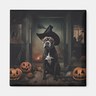Staffordshire Terrier Pumpakvar Halloween Skräck Magnet