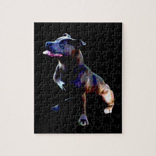 Staffy Bull Terrier Oil Paint, Jigszle Puzzle Pussel (Vertikal)
