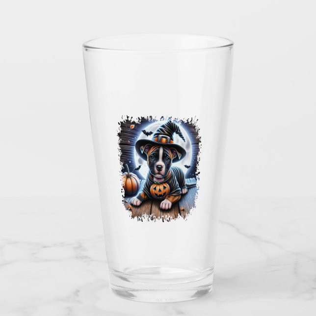 Staffy Dog Halloween Square Glaskopp (Framsida)