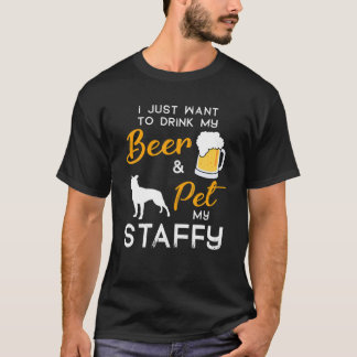 Staffy Hund Beer Älskare Owner Juldag Gif T Shirt