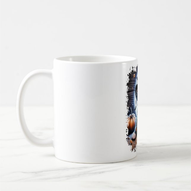 Staffy Hund Halloween Square Kaffemugg (Vänster)
