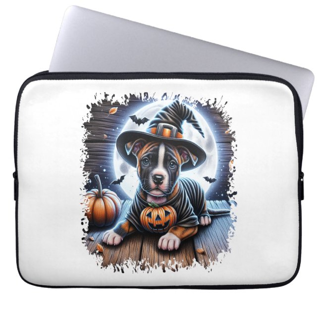 Staffy Hund Halloween Square Laptop Fodral (Framsidan)