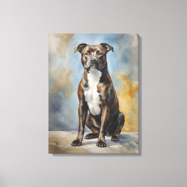 Staffy Hund Porträtt Canvastryck (Framsida)