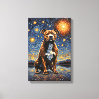 Staffy Hund "Starry Nights" Canvastryck