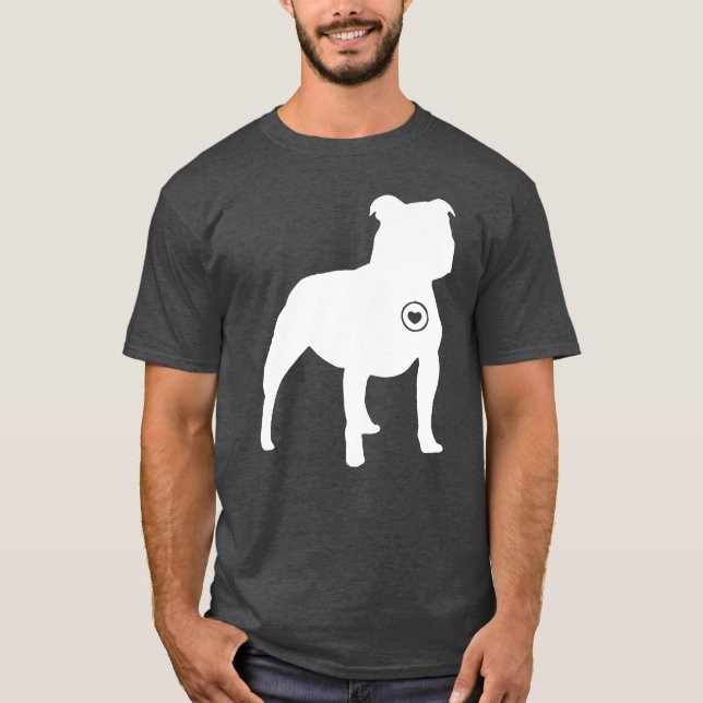Staffy kärlek retro t shirt (Framsida)