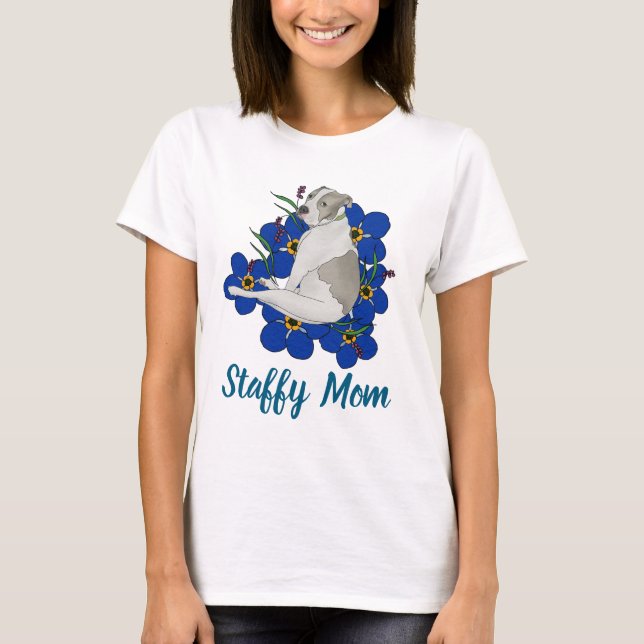 Staffy Mom Tee – Staffordshire Bull Terrier Art (Framsida)