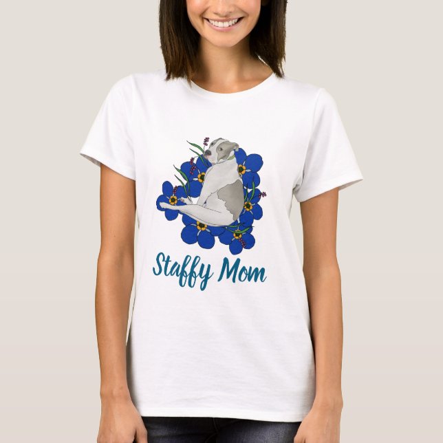 Staffy Mom Tee – Staffordshire Bull Terrier Art (Framsida)