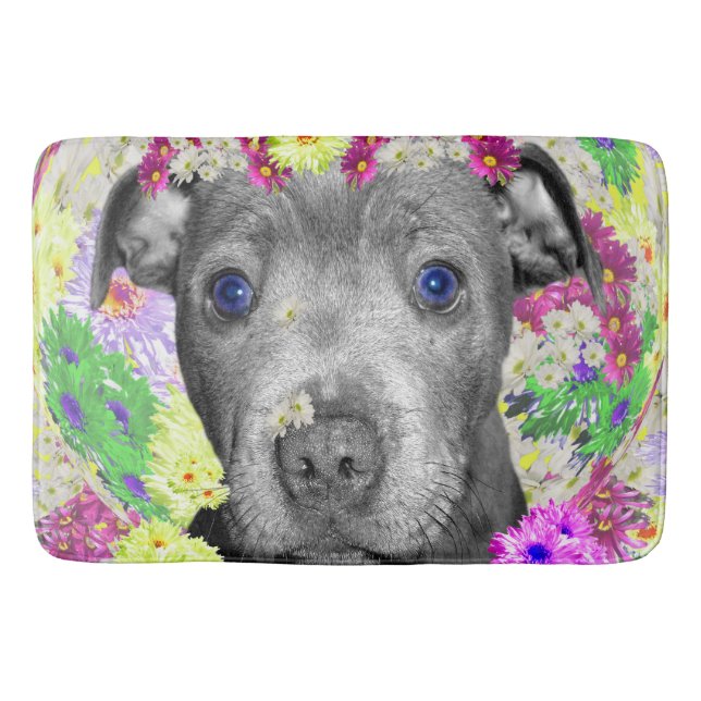 Staffy Puppy Daisy Ansikte, Memory Foam Bath Mat, Badrumsmatta (Framsidan)