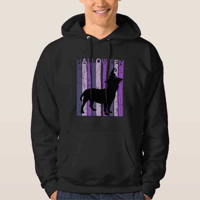 Staffy Witch Hat Halloween Spooky Creepy Purple Bu Hoodie (Framsida)