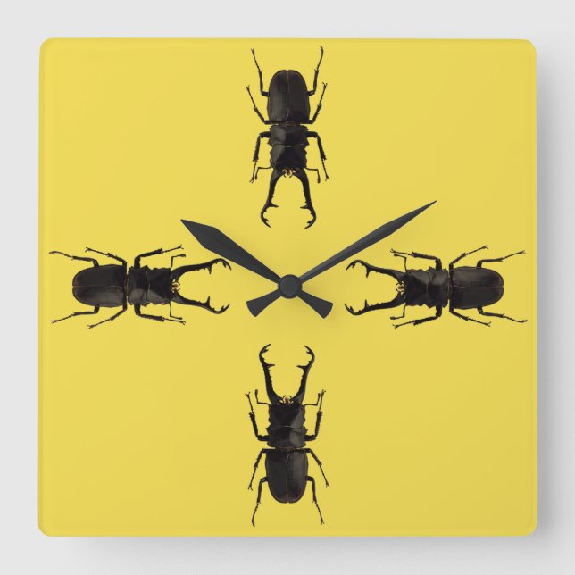 Stag Beetle Fyrkantig Klocka (Framsida)