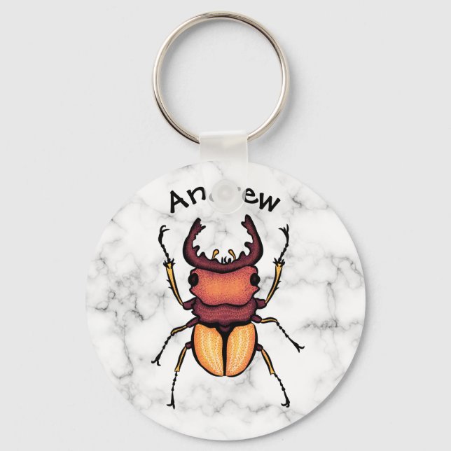 Stag Beetle Insekt Art Entomology Namn Nyckelring (Framsida)