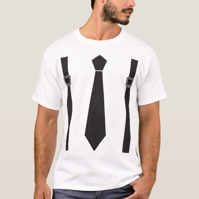 Stag & fet Tie (vit) T Shirt (Framsida)