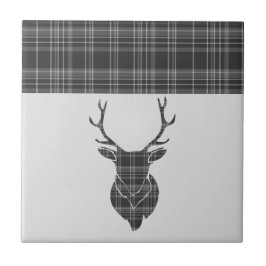 Stag Grått Tartan Mönster Kakelplatta